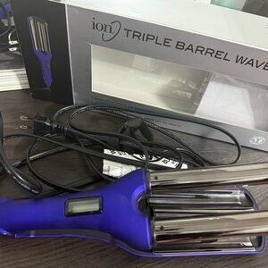 Ion Triple Barrel Waver in Blue and Silver